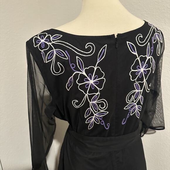 EShakti Whimsigoth Floral Embroidered Lace Dress Sz 20 2XL Dark Romance Sheer - Picture 10 of 13